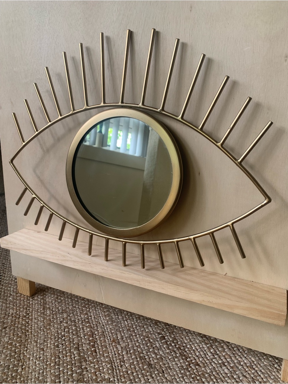 Cost Plus World Market Gold Eye Mirror with Radiant Lash Frame